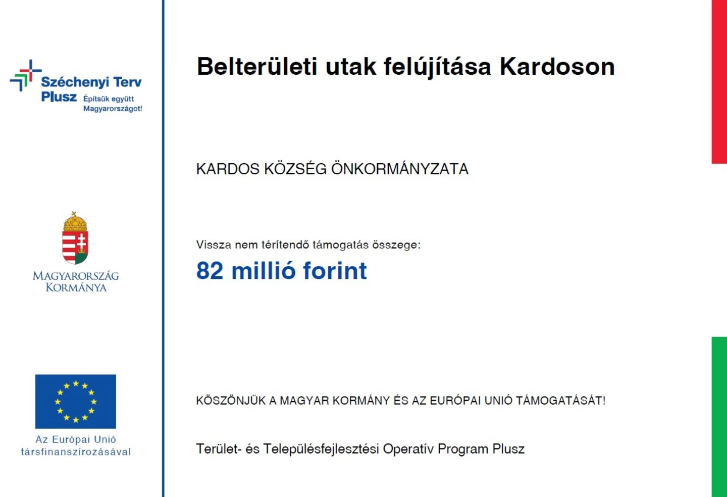 Belterületi utak felújítása Kardoson