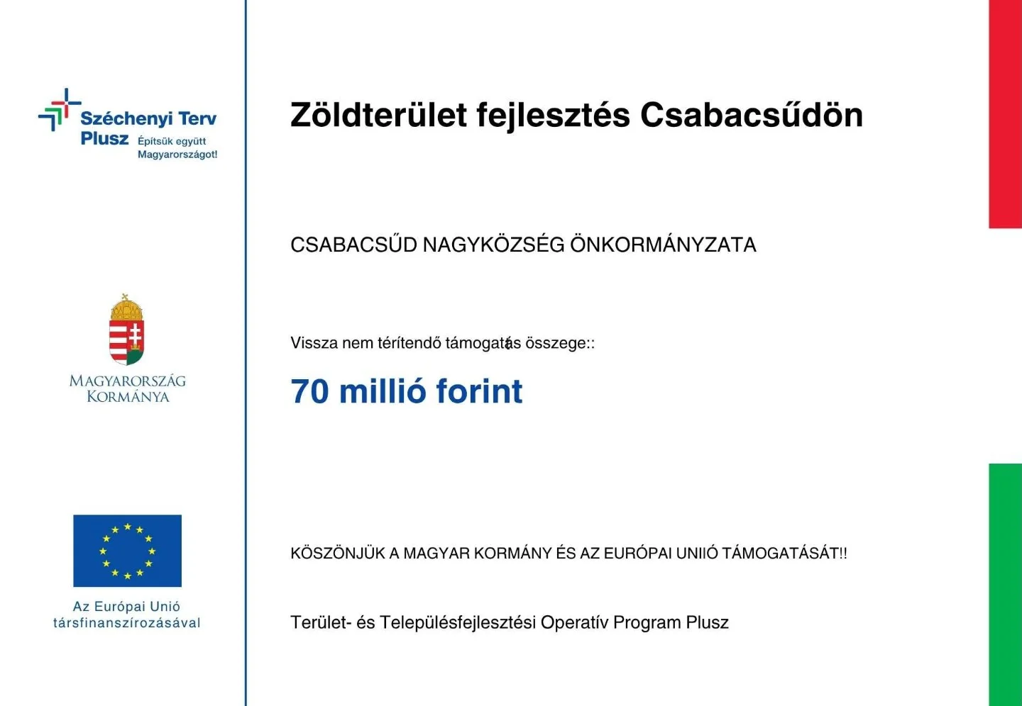 Zöldterület fejlesztés Csabacsűdön