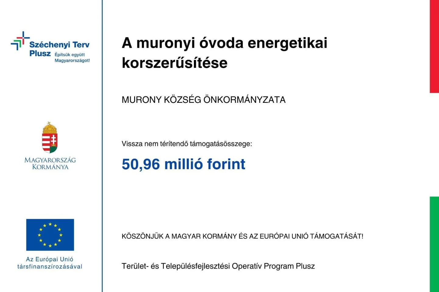 A muronyi óvoda energetikai korszerűsítése