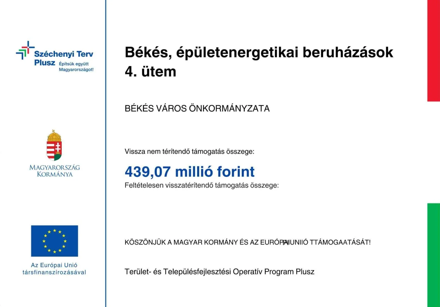 Békés, épületenergetikai beruházások 4. ütem