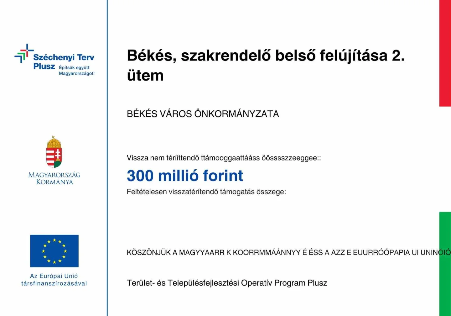 Békés, szakrendelő belső felújítása 2. ütem