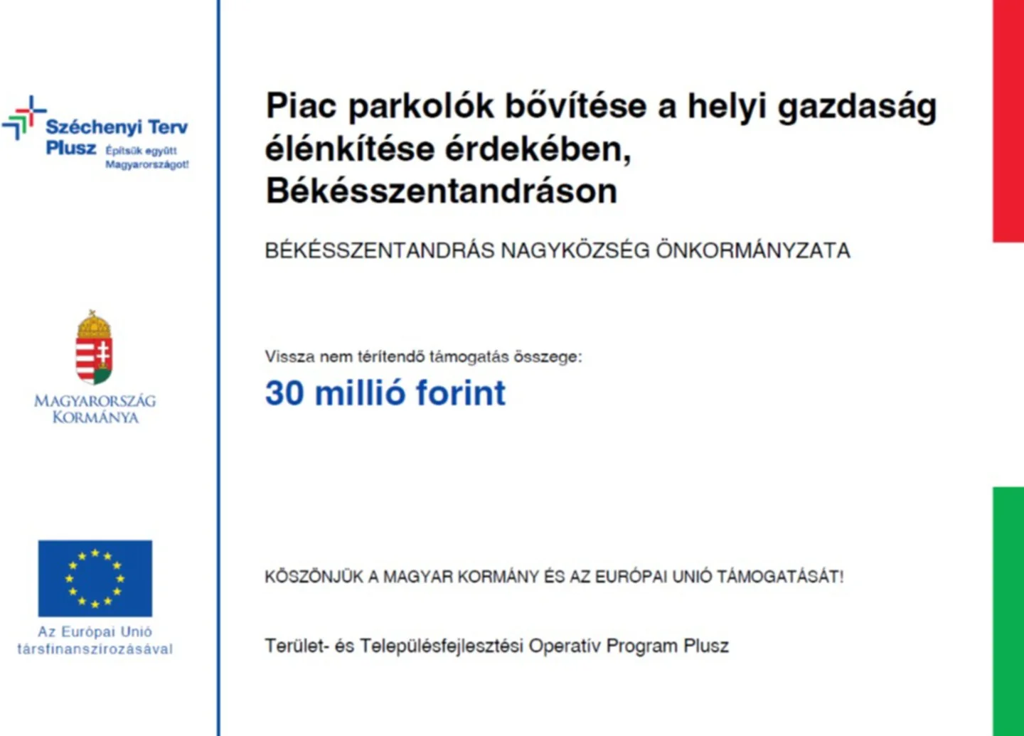 Belterületi útfejlesztés Köröstarcsa Községben