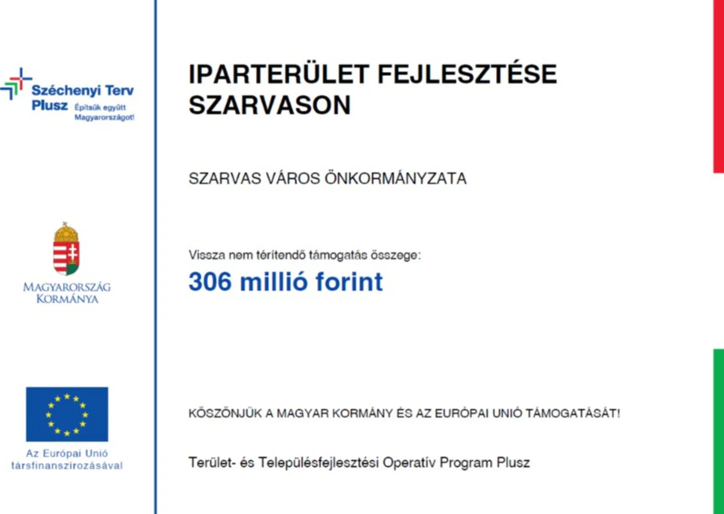 Iparterület fejlesztése Szarvason