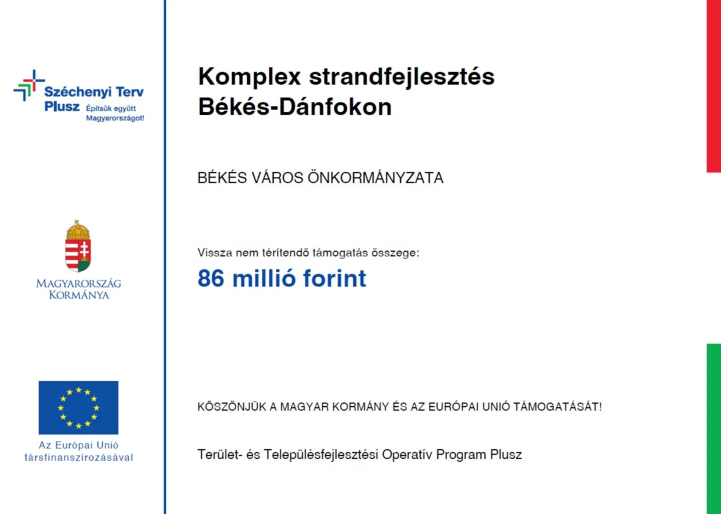 Komplex strandfejlesztés Békés-Dánfokon