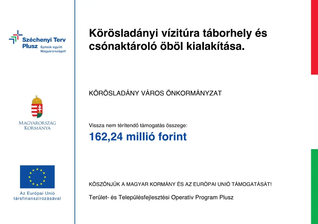 Körösladányi vízitúra táborhely és csónaktároló öböl kialakítása