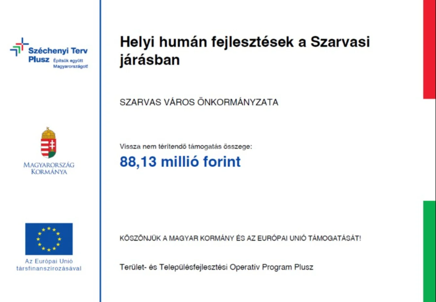 Helyi humán fejlesztések a Szarvasi járásban